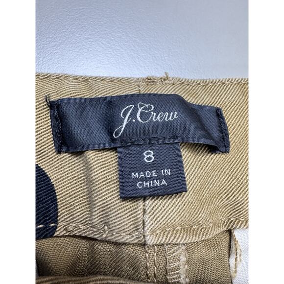 J.Crew Polka Dot Chino Pants Womens 8 Tan Black Ankle Crop 100% Cotton Preppy - Picture 7 of 12